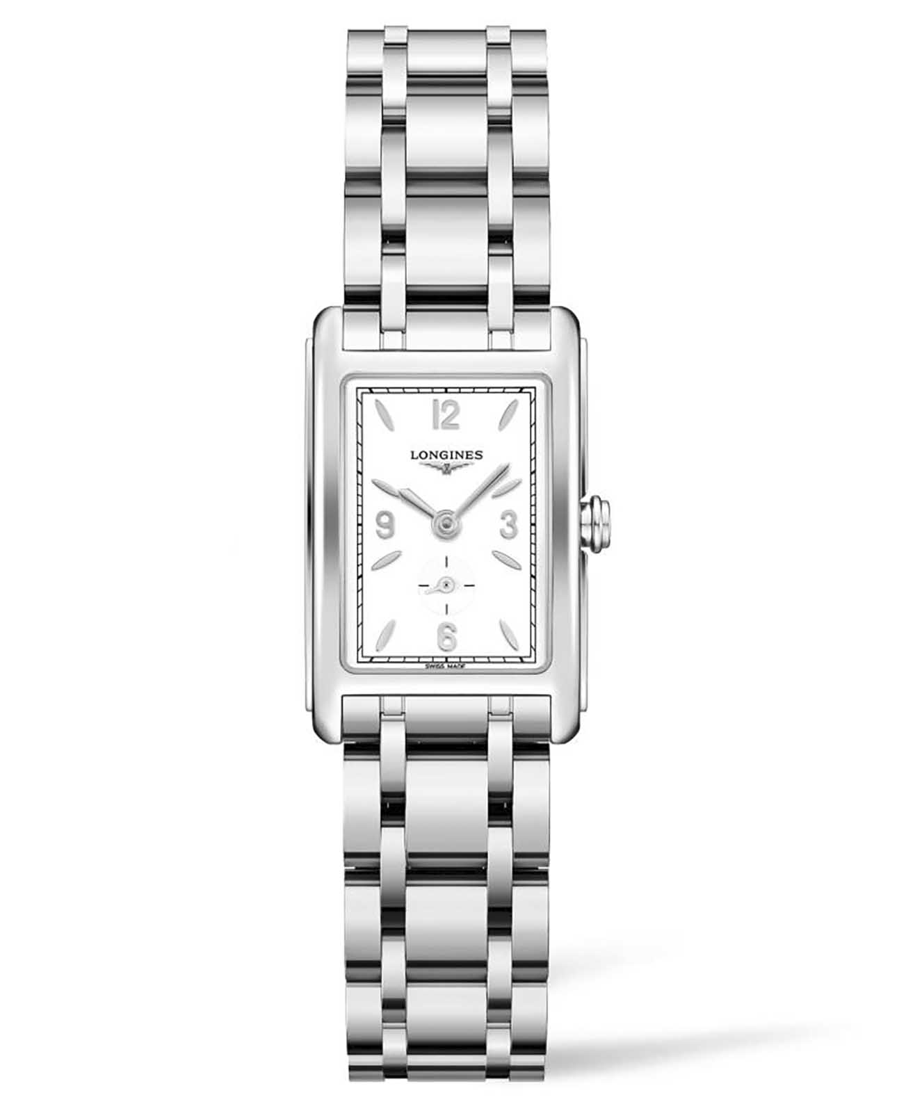 Longines Longines DolceVita L5.255.4.16.6  L52554166 кварцевые женские часы белый циферблат, браслет нержавеющая сталь — вид спереди